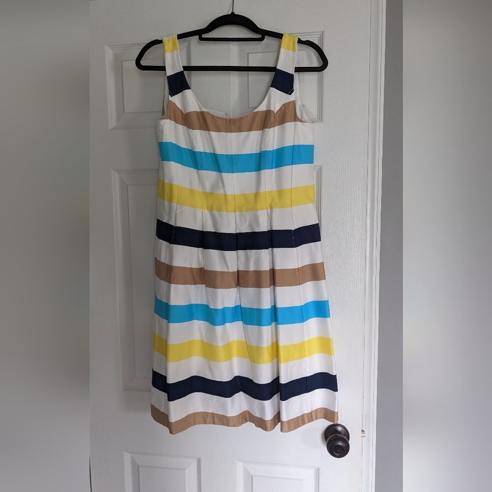 Nine West blue multi color pleated dress